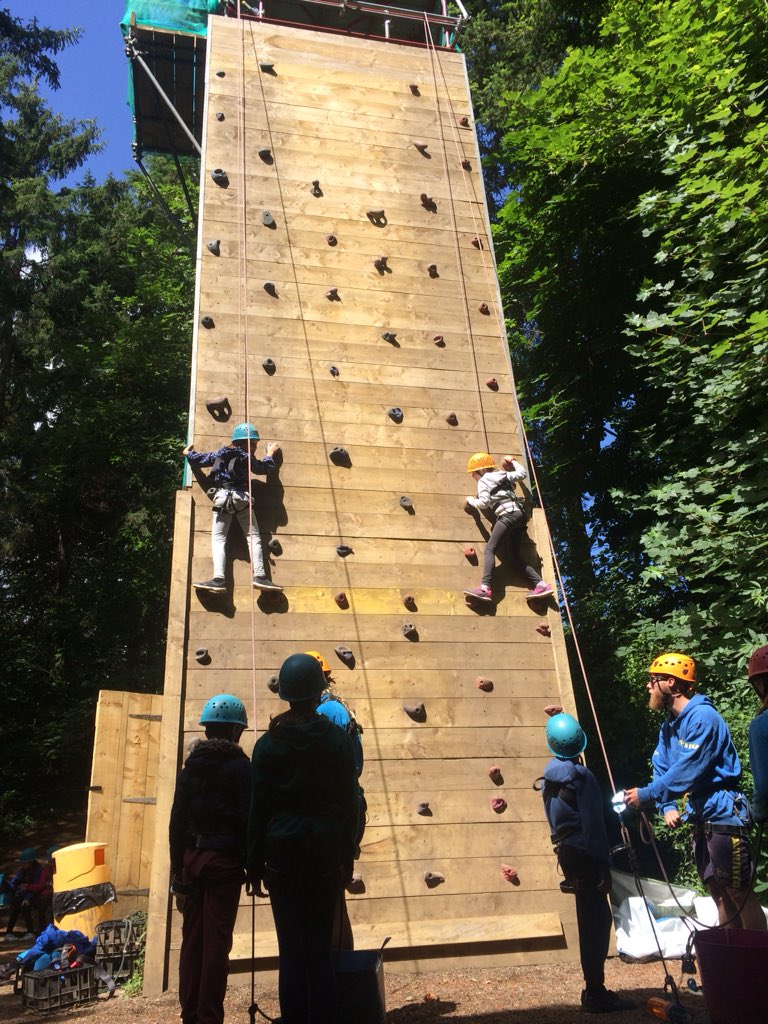 On the climbing wall at Beam House in the sunshine ☀️☀️