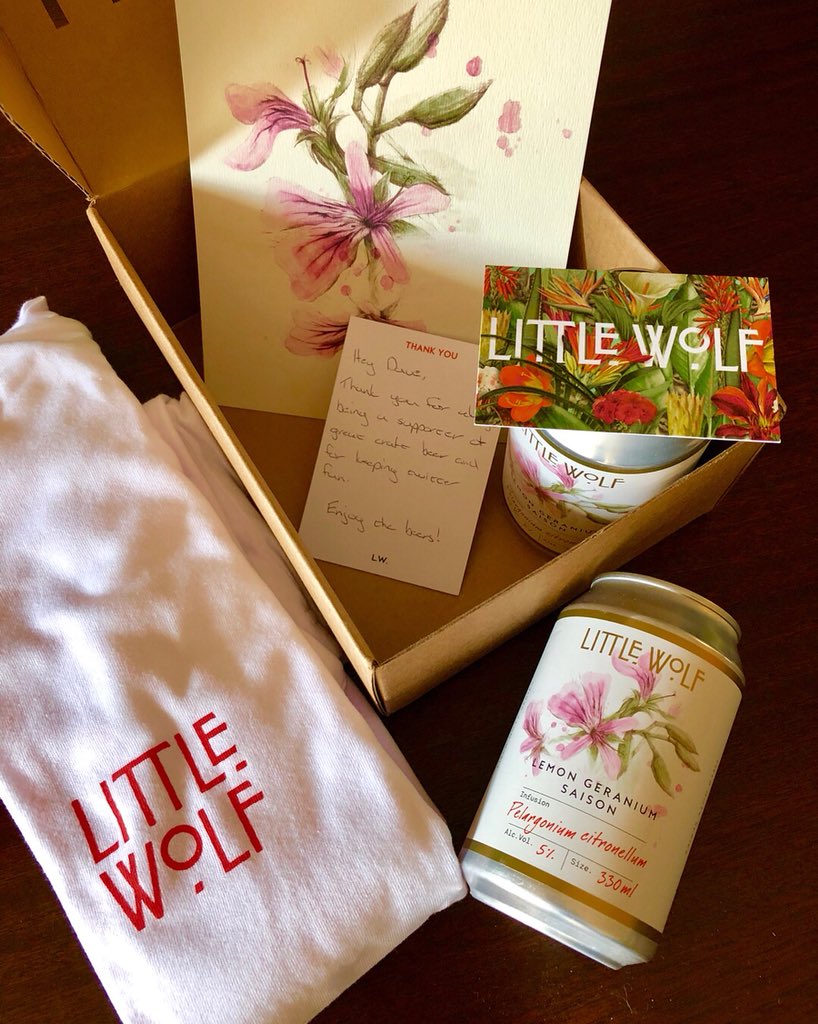 DaveStarley's tweet photo. What more could a person ask for on #ThirstyThursday than an awesome surprise #gift from Stefan and @littlewolfbeer itself?! 
This is truly great ..... very well thought out, put together and with that #beaut scent to it too 👌🏻!
#craftbeer #LemonGeranium #saison 
@HofmannKris https://t.co/wDLkHX2NHb