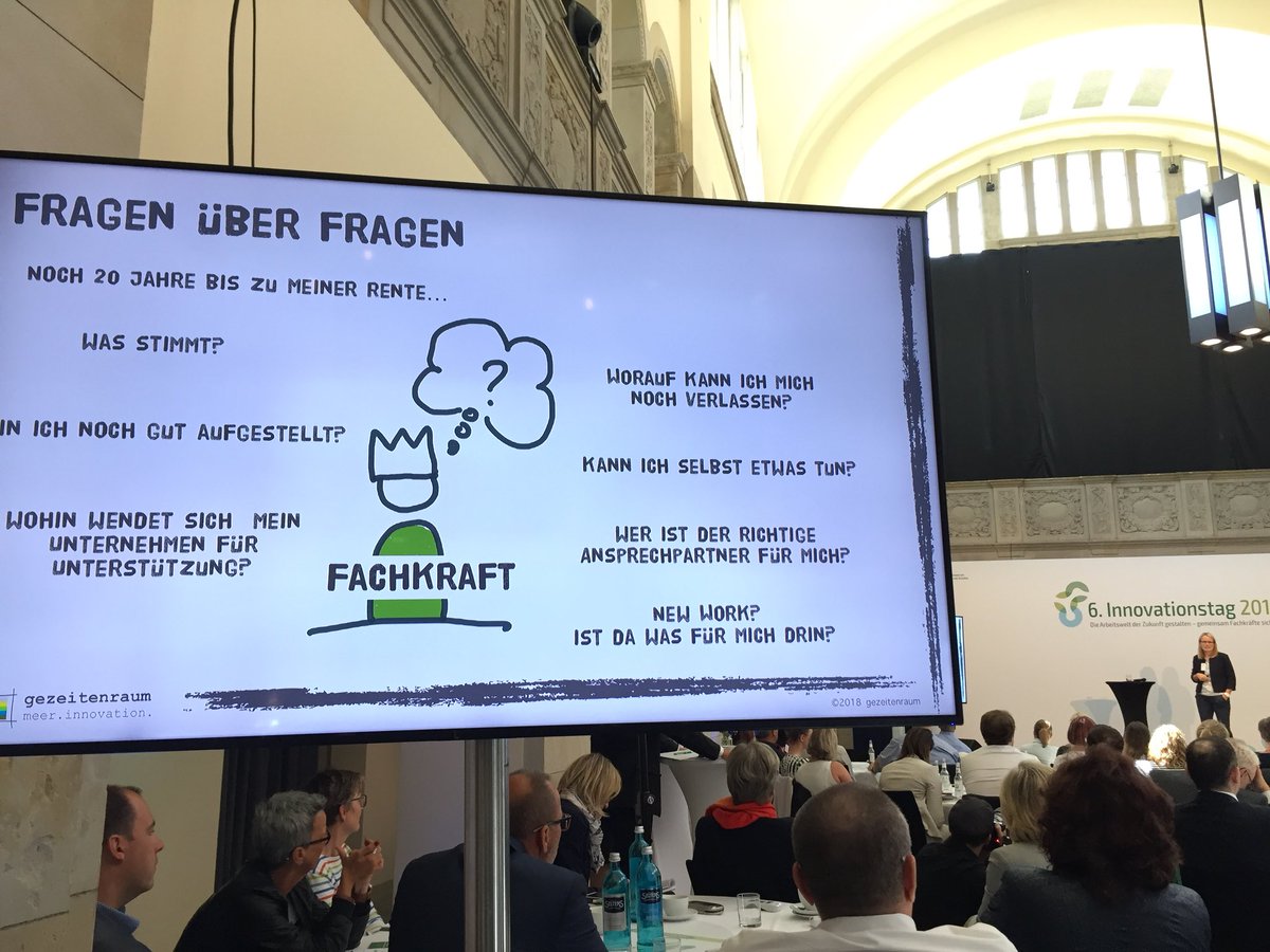oesel's tweet photo. Inga Wiele von #Gezeitenraum zur #Zukunft der Arbeitswelt, #technischem Wandel #Wertewandel: Anpassungsfähig bleiben, explorativ im Team arbeiten und zielgrichtet handeln, liebe Unternehmen 6. #innovationstag 2018 https://t.co/cBdyJC2j9t
