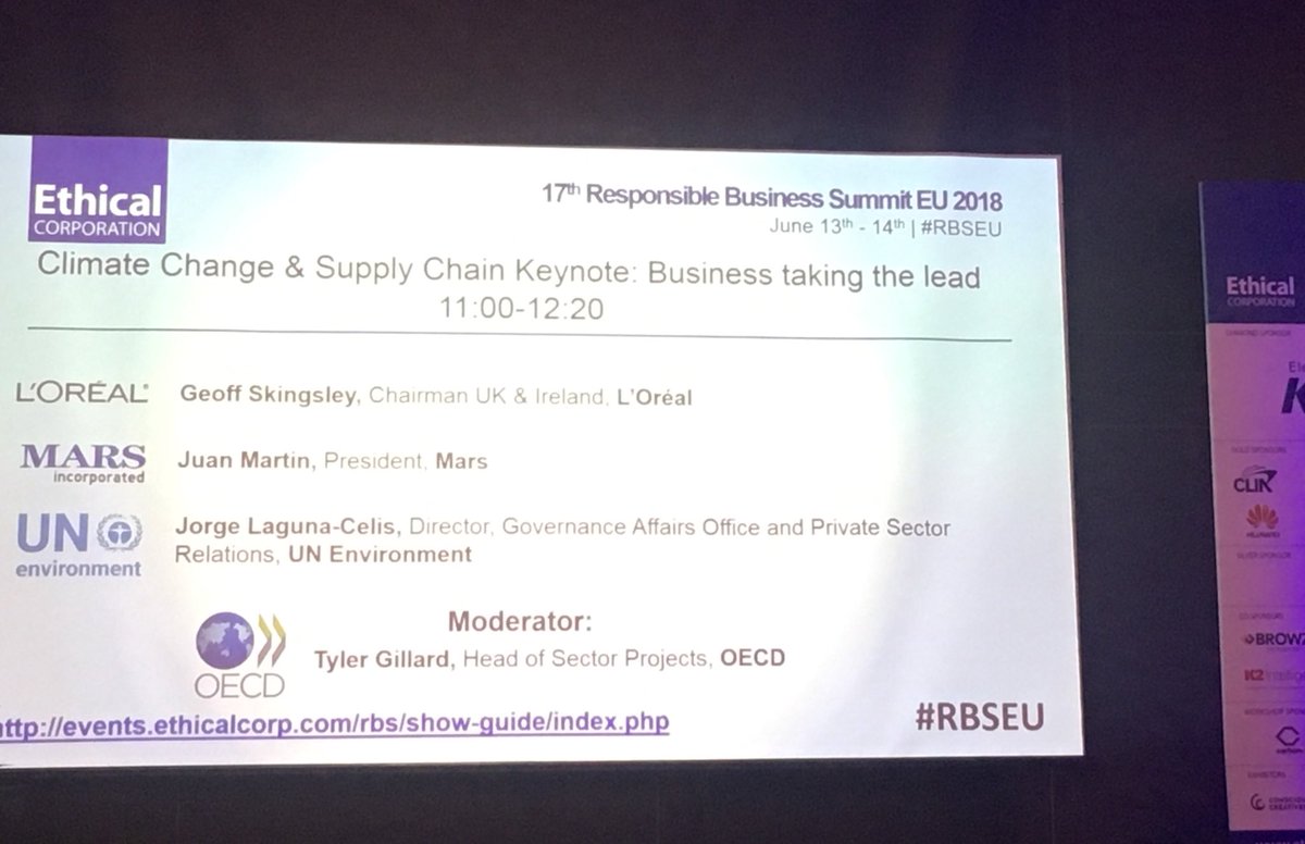 Juan Martin of @MarsGlobal in the #climatechange & #supplychain keynote stresses the importance of collaboration “you cannot do it on your own” and that successful, long term #sustainable business is about doing “GOOD business” #RBSEU