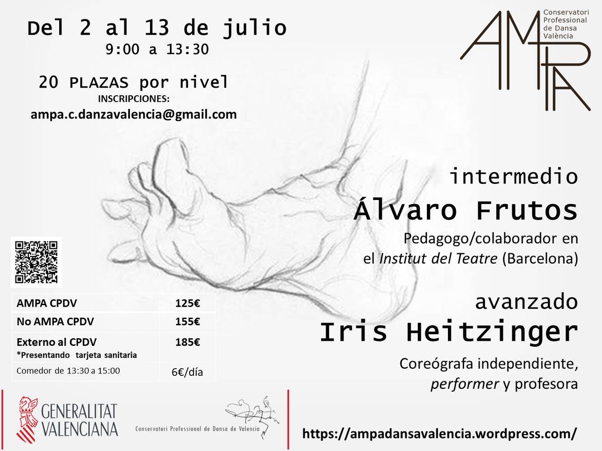 APDCV_Dansa's tweet photo. Cursos de verano en @AMPADansaVLC 
del 2 al 13 de julio https://t.co/xl69qgy4Tg