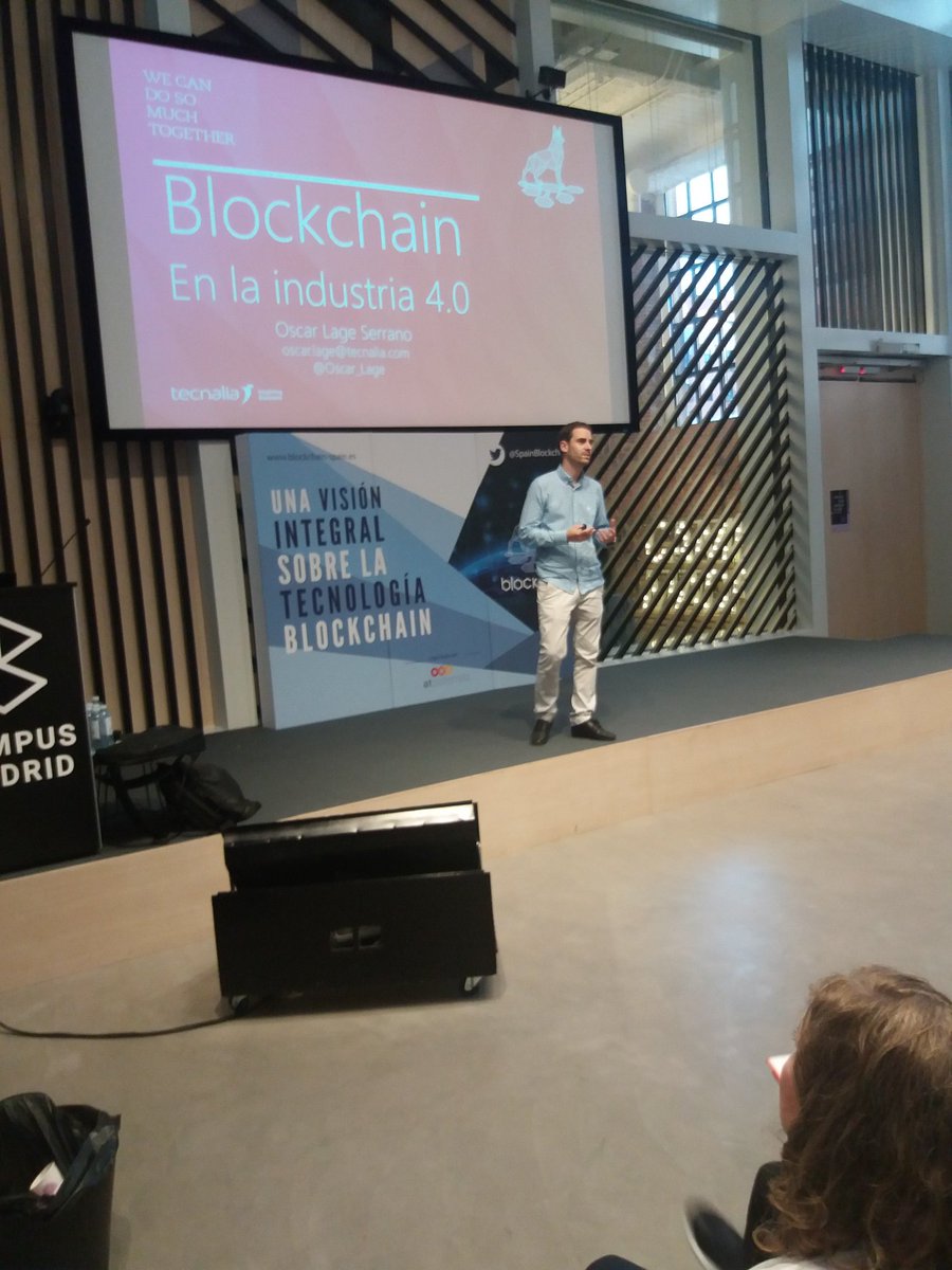 javiersanmartin's tweet photo. Cosas que ya ocurren en #Blockchain útiles para la #Industria40 "Trazabilidad y Provenance" en la cadena de suministro. #Traceblock #Stockare #Hazi @Oscar_Lage @tecnalia en el evento @SpainBlockchain https://t.co/utk3dOJZ0F https://t.co/g6DVDRl8SA
