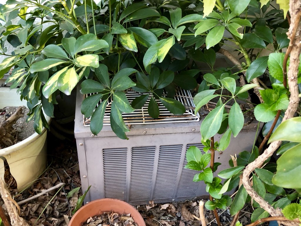 レトロなGE 上吹タイプ。 #室外機 #ゼネラル・エレクトリック