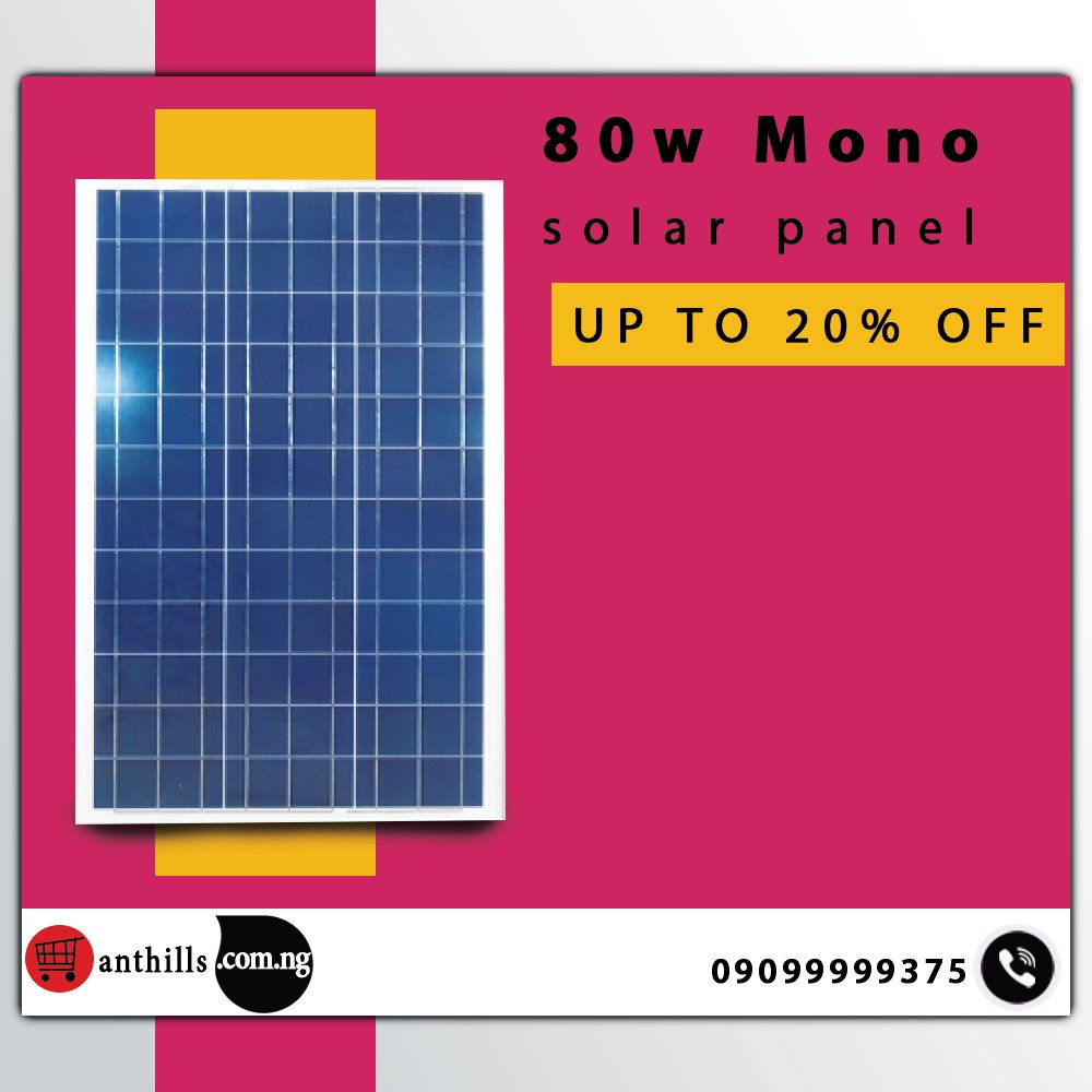 Anthills01's tweet photo. #anthillsonlinestore #solarpanel #80watt #mono
light up your home with our 80w mono solar panel
https://t.co/Sqw3uEuJK9 or call 09099999375 https://t.co/ikikFKGiVy