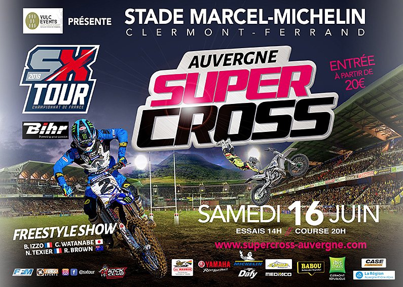 #ChampionnatDeFrance #Supercross #SXTour – Samedi 16 juin – #ClermontFerrand-63 - #StadeMarcelMichelin (1/7)  
Ouverture à Clermont au Michelin !  bit.ly/2JIgjwV