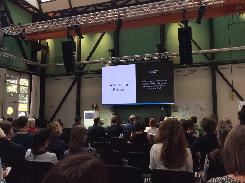 idzberlin's tweet photo. How to develop circular city strategies? Kicking off the afternoon at #circulardesignforum, Dina Padalkina of @CircularEClub and Alice Grindhammer of @CRCLRhouse introduce us to local initiatives in Berlin #circulareconomy #circulardesign https://t.co/qPORtlkgr5