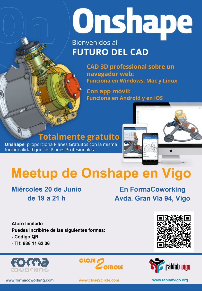 PRESENTACIÓN:"El futuro del CAD" Atent@s... #Vigo #coworking #CAD #onshape 20 de Junio, 19h a 21h. Entrada gratuita, reserva tu plaza. Telf.: 886 116 236