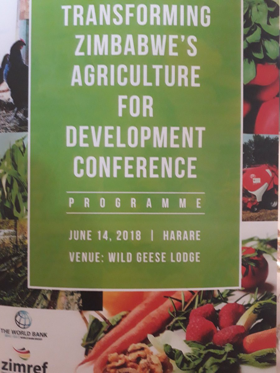 MichaelDawes01's tweet photo. Here at @WorldBank #ZIMREF 'Transforming Zimbabwe's Ag. for Dev. Conference.' A wealth of #Zim info on #ag policy, risk, land&water management, markets. Some thought provoking questions raised. 'How should agriculture look 20 years from now?' @apt_zimbabwe @MLA_Zimbabwe https://t.co/mFKe1ZZDwq
