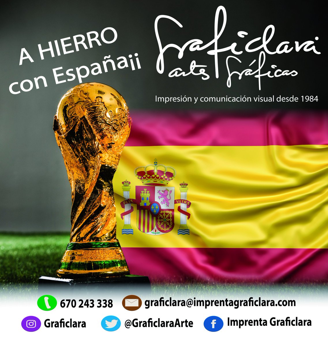 GraficlaraArte's tweet photo. Imprenta Graficlara @GraficlaraArte, vanguardia en la impresión digital. #Sevillahoy #sevillaempleo #imprenta #impresión #14Junio #FelizJueves #aznalfarache #Rusia2018 #Mundial2018 #SeleccionEspanola https://t.co/vftdrJ4GF6