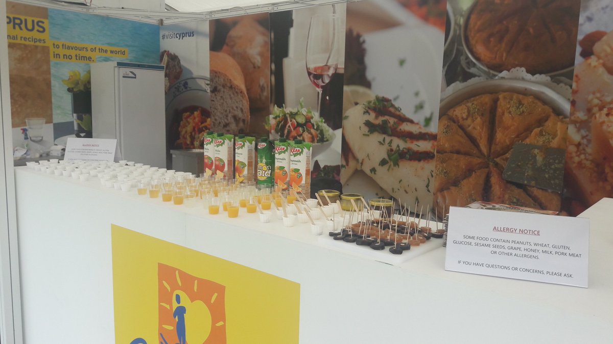 MErotokritou's tweet photo. #TasteOfLondon day2 @visitcyprus stand. Appetizers... 1000 #loukoumades on their way. #halloumi #lountza #juice #caramrlisednuts #honey #carobsyrup and even more. @CyprusTradeUK @CyprusInUK https://t.co/NCEh1OSFiJ