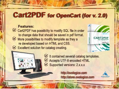 ovologics's tweet photo. #Cart2PDF for #OpenCart for version 2.0
Is an unique online #extension that provide you with possibility to create #PDFCatalog from the list of #products placed in your #ShoppingCart.
https://t.co/LECMxhqERq
https://t.co/8jaERtZa8A
#Ovologis #Modulel #ecommerce #Template #pdf https://t.co/wCGz4R5vwL