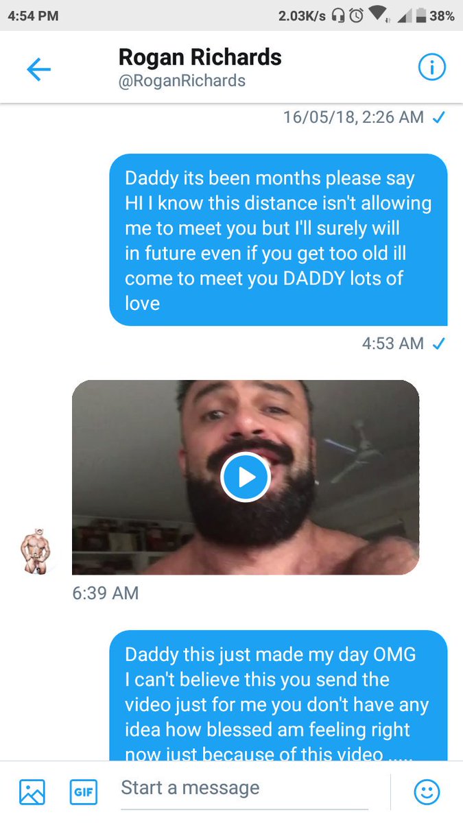aleRogan's tweet photo. DADDY @RoganRichards sent me the video personally  love you so, much DADDY 😘😘😍😍😍😍 https://t.co/gFk7bUJr8h