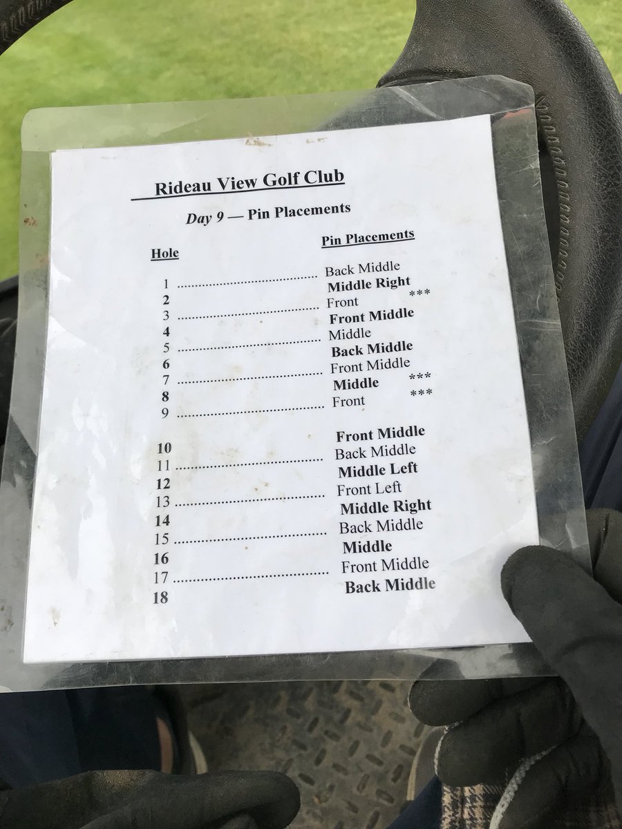 OttawaGolfBlog's tweet photo. You know you’re a #golf geek when you’re waiting on the pin sheet from the @usopengolf for today’s #usopen Here’s @RideauViewGolf #rideauviewlife #ottawagolf #pinpositions https://t.co/dgTLSUw6fn