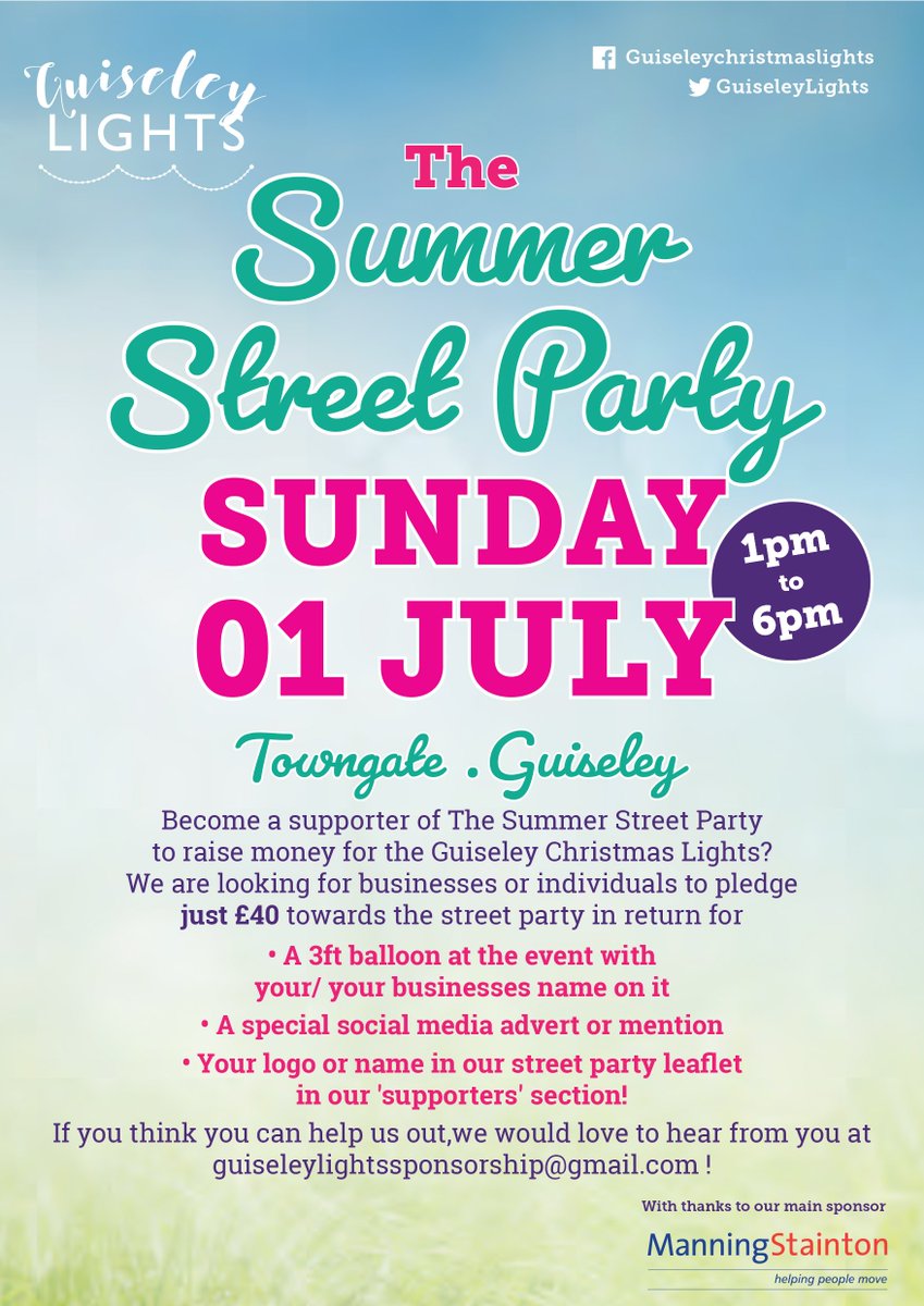 Become a supporter of the Guiseley Summer Street Party #Guiseleystreetparty#guiseleylightssupporter#guiseleylights