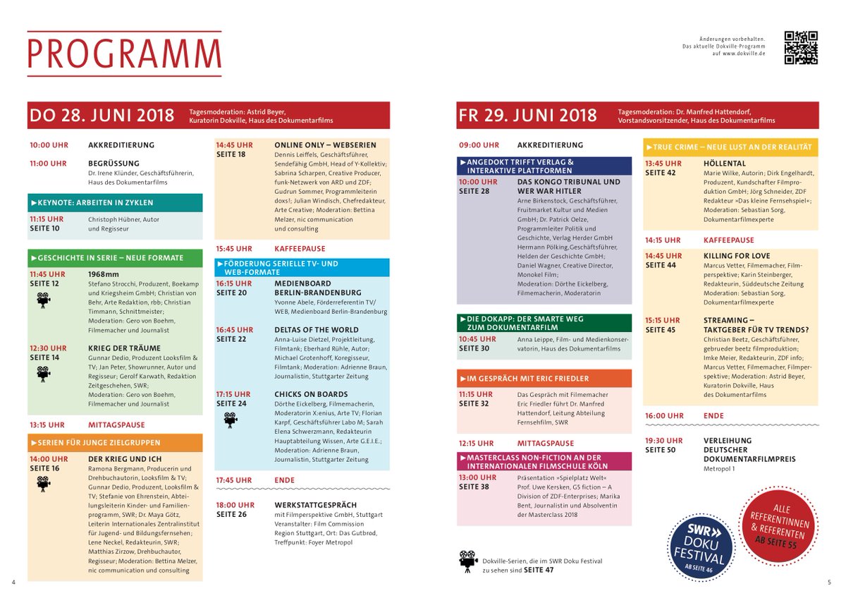 TSchneider's tweet photo. Alles auf einen Blick (oder zwei, oder drei): Das Programm von #Dokville 2018 im Überblick – und hier zum Download: https://t.co/cbEeRXu71S Die Seitenzahlen beziehen sich auf das Programmheft, das seit heute Morgen im Druck ist und rechtzeitig zum am 28. Juni vorliegen wird. https://t.co/9AUVUp2Vzp