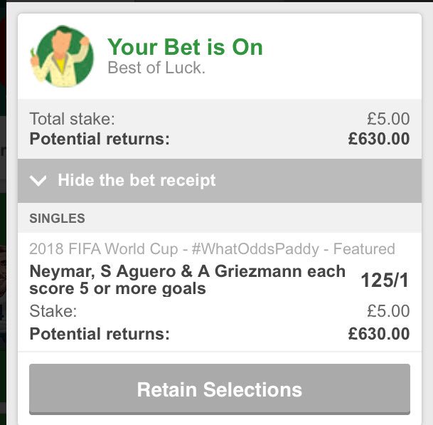 bodsbrotherhood's tweet photo. Another cheeky little bet via @paddypower #NiceReturn https://t.co/V1ro1v3dQB