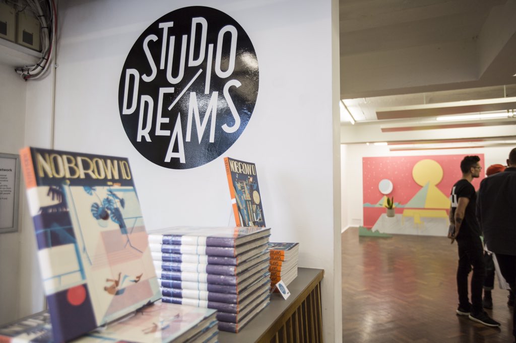 NobrowPress's tweet photo. Our @ELCAFest #StudioDreams exhibition is NOW OPEN! 🎉
See it at @SPACEstudios until Sat 16/06 at 5pm.
Huge thanks to everyone who came down, The Moonheads (@DrewRae, @Jhudsonwork &amp; @ogildersleeve) for the music, @GipsyHillBrew for the beers and @PrinterDreams for the prints! https://t.co/KDuCKhWP7c