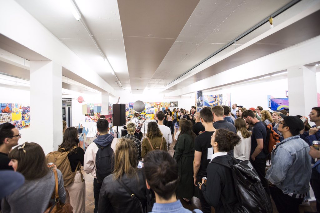 NobrowPress's tweet photo. Our @ELCAFest #StudioDreams exhibition is NOW OPEN! 🎉
See it at @SPACEstudios until Sat 16/06 at 5pm.
Huge thanks to everyone who came down, The Moonheads (@DrewRae, @Jhudsonwork &amp; @ogildersleeve) for the music, @GipsyHillBrew for the beers and @PrinterDreams for the prints! https://t.co/KDuCKhWP7c