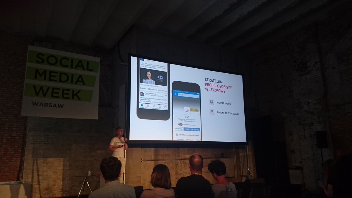 Zasięgi osobiste na LinkedIn zawsze będą wyższe na profilach osobistych niż firmowych #SMWWarsaw @Chimkowska