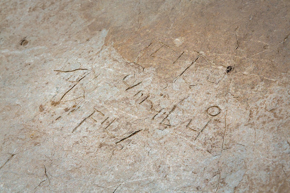 TintagelDig's tweet photo. A stone inscribed with letters, words and symbols has been discovered at Tintagel Castle, dating back 1300 years. Find out more about this 'rare and important' find, or see it on display at the castle from Saturday 16 June: https://t.co/nZSxYeOGtc #archaeology https://t.co/IUQXqNBxSF