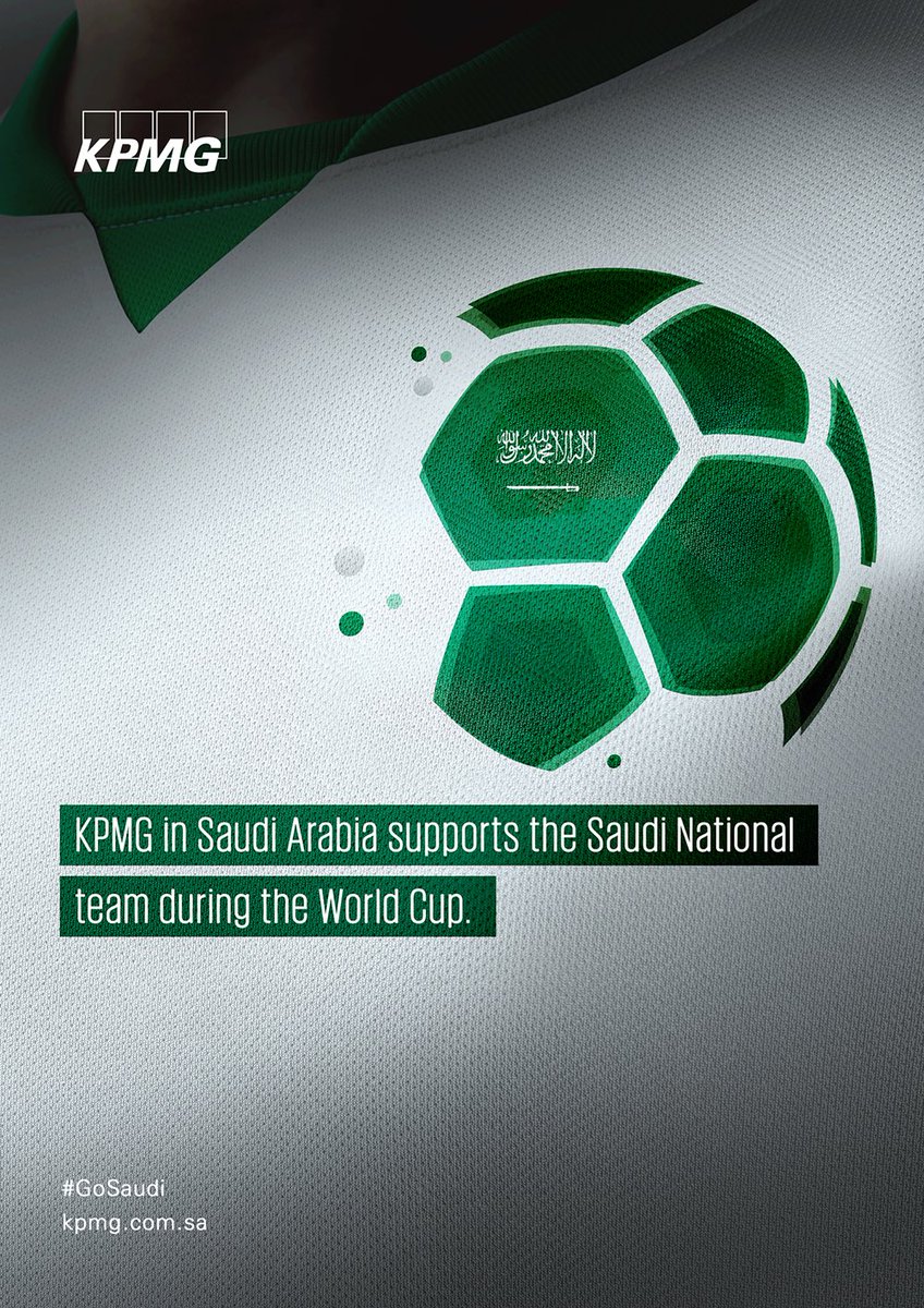 KPMGSaudiArabia's tweet photo. Good luck for the Saudi national team today, #GoSaudi! 
#KSA⁠ ⁠ #WorldCup⁠ ⁠ #RUSKSA #SaudiArabia 
#KPMGSaudi https://t.co/tQh9OkgVz8