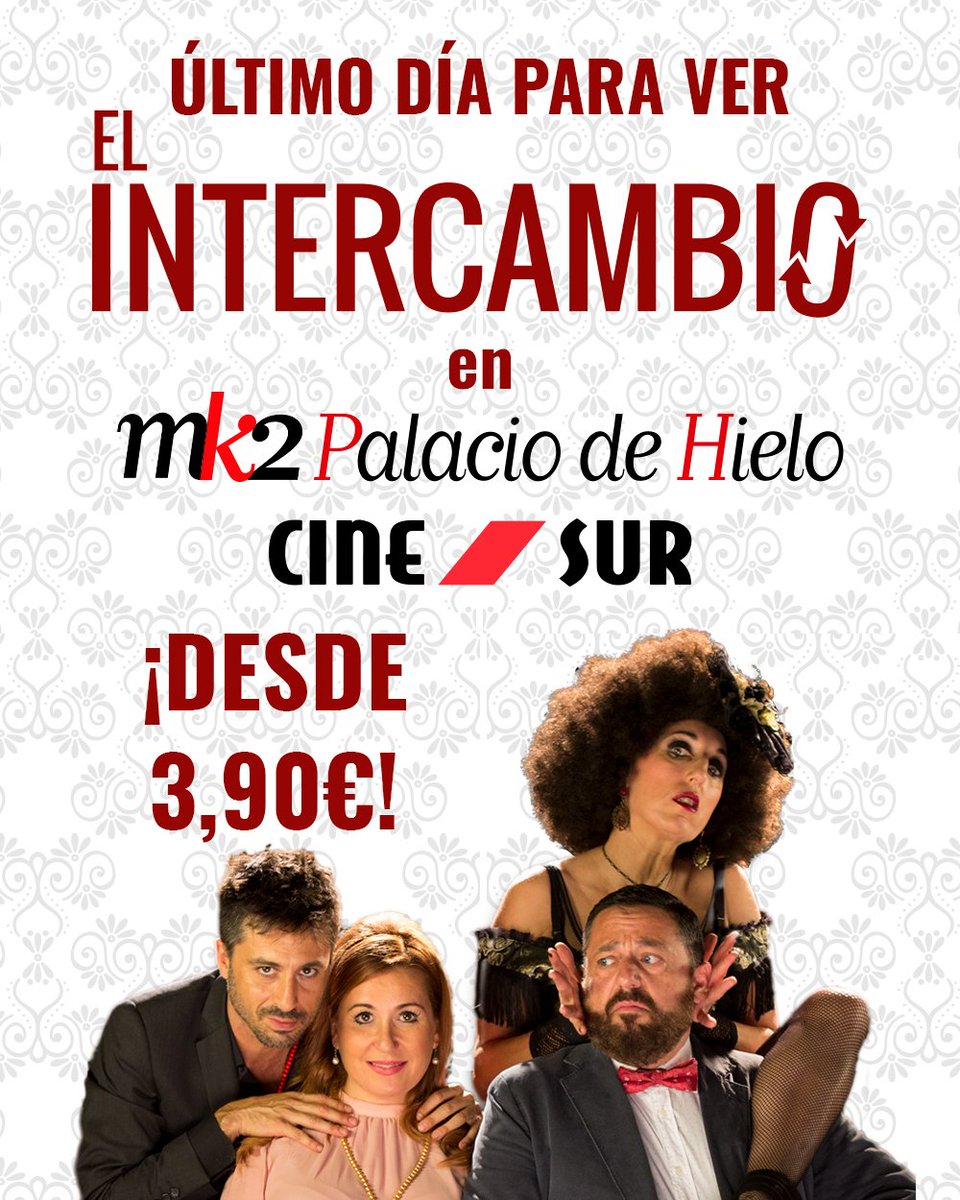 ElIntercambio_'s tweet photo. ¡¡Esta vez sí que sí!! Hoy es el último día para disfrutar de #Elntercambio desde 3,90€ en CineSur y MK2 Palacio de Hielo... ¡¡Aprovechadlo! https://t.co/htKBJTtGfO