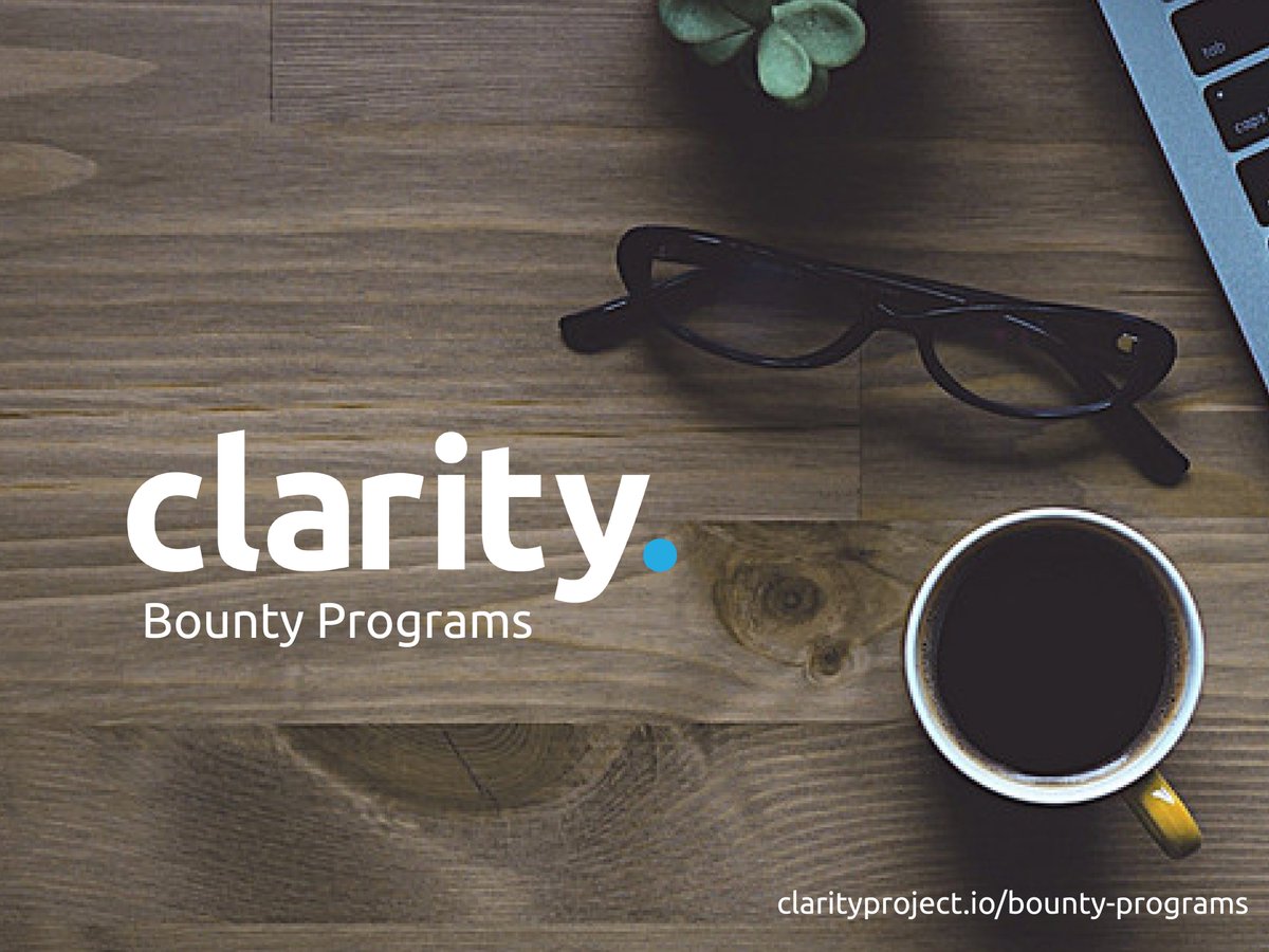 CLRTYtoken's tweet photo. We have just released our new #bountyprogram over 10 programs to choose from so lots of opportunities to earn CLRTY tokens. #ClarityCommunity #blockchainforgood #TokenSale https://t.co/Zgrf6qVTTD https://t.co/wSeH3EtyBj