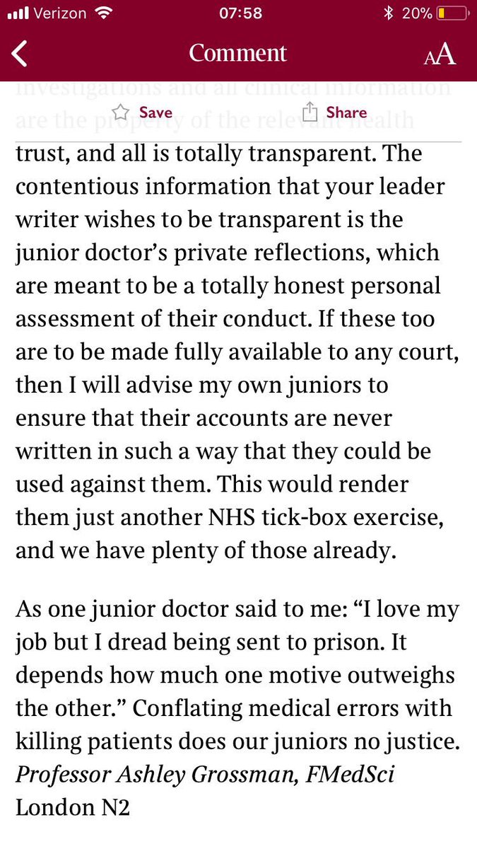 Super proud of my dad’s response to the headline in @TheTimes about doctors who “kill” patients.