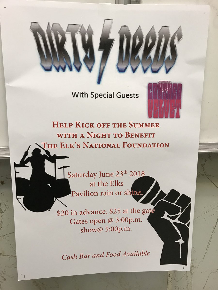 Dirty Deeds along with Crushed Velvet on June 23.