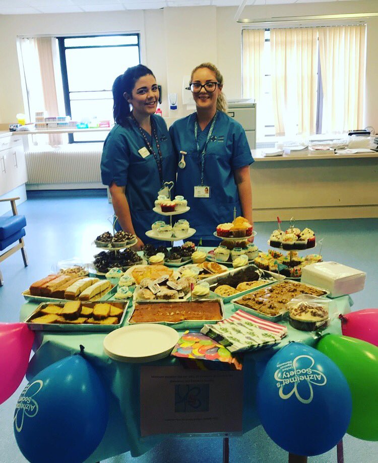 Abby2Davis's tweet photo. Please come along to our cake sale today on c7east for cupcake day raising money for The Alzheimer’s &amp; Dementia Society 🍰🌼💙 @AneurinBevanUHB https://t.co/iuFcFaTRSa