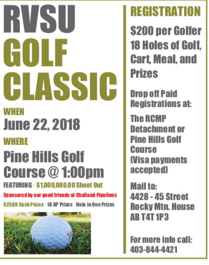 One week away! Are you registered? Call 403-844-4421 or register at <a href="/pinehills64/">Pine Hills Golf Club</a> to secure your shot at $1,000,000! #milliondollarshootout #RockyMountainHouse #victimservices #golfclassic