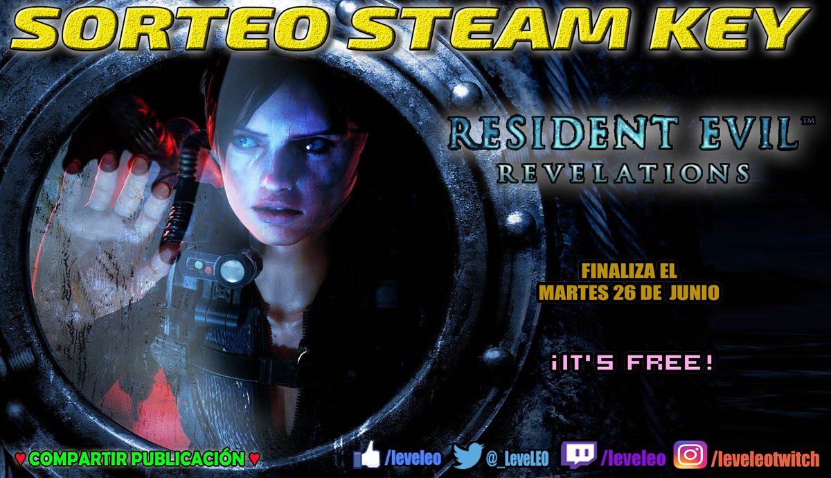 _LeveLEO's tweet photo. 47º SORTEO SEMANAL 😊1x STEAM KEY de "Resident Evil Revelations" || Código válido para todas las regiones. Finaliza el Martes 26 de Junio ¡MUCHA SUERTE! ⭐️ >> https://t.co/rVB5TC7Bgs https://t.co/1yVMI7CHQ9