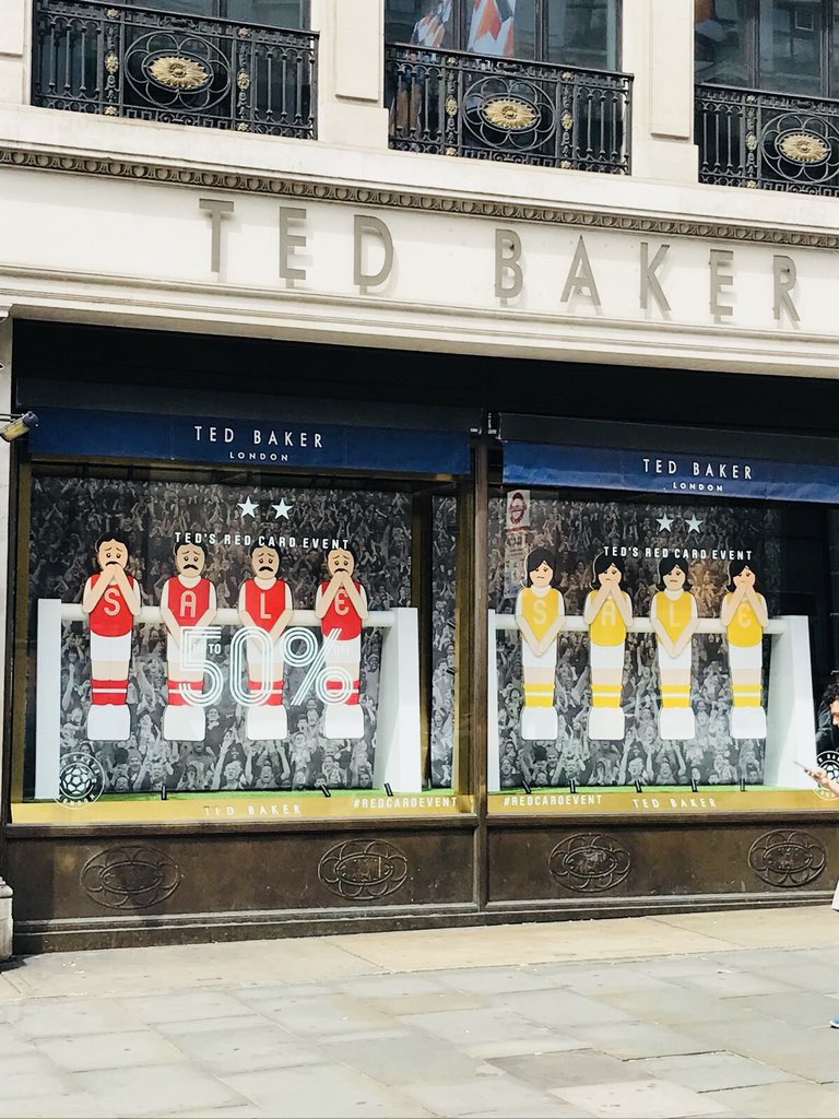 themostextrao's tweet photo. A fantastic opportunity to work on this cool quirky rollout for Ted Bakers’ World Cup Window Campaign &amp; Red Card Sale!!!
#FIFAWorldCup #FifaWorldCup2018 #fifa #worldcup #football #footballfever #Creative #design #visualmerchandising  @themostextrao https://t.co/OQGCQKuJ5G https://t.co/vUSCV71MTP