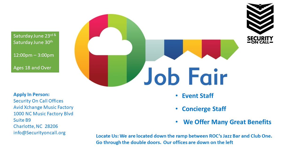 Looking for a part time or full time position?  We are hiring event staff and concierge staff.  

Two great Saturdays June 23rd 12-3 and June 30th 12-3.  Stop in during these times for your interview.