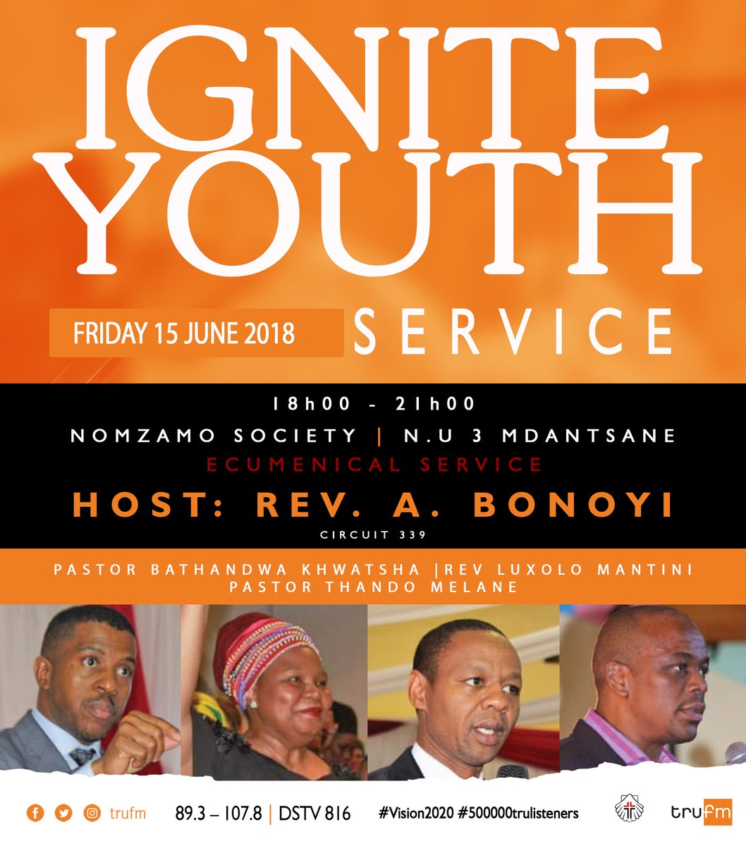 WesleyGuildSA's tweet photo. Ignite Youth Service late tomorrow in Mdantsane, East London. 
#EcumenicalService
#YouthMonth18 https://t.co/ytnFSKeeVD