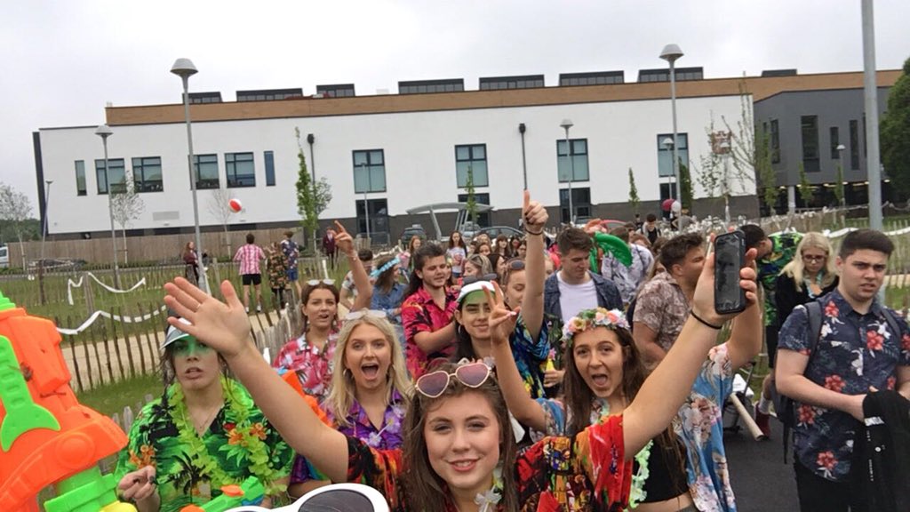 KLSSixthForm's tweet photo. An incredible leavers day! With exams nearly over, I wish everyone the best of luck in the future! Lastly, thank you everyone who donated to cancer research, we raised £120!! ❤️ https://t.co/2XK9vspqBg