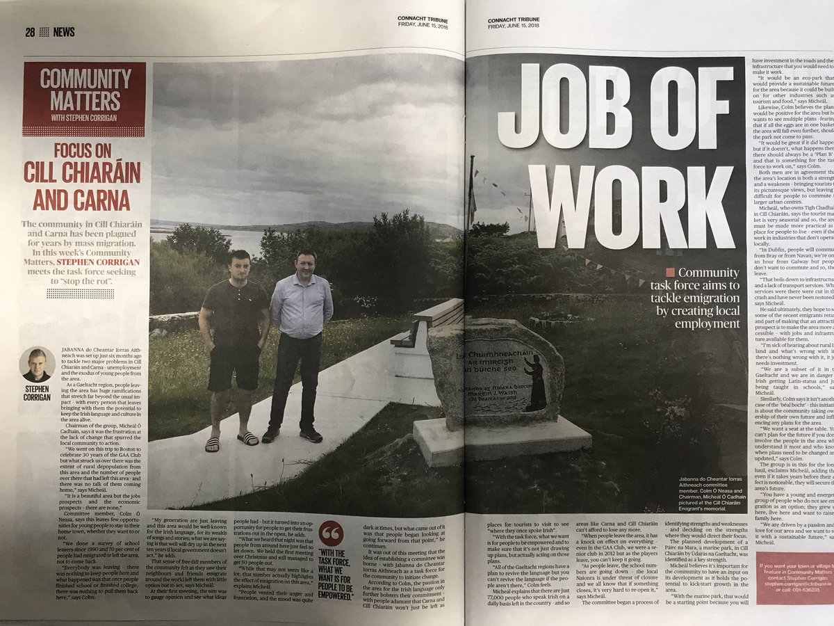 CoynesGastropub's tweet photo. Thank you @stephencorriga4 &amp;  @CTribune for featuring the work @JobsforCarna are doing in this weeks #CommunityMatters 
Buíochas mór le @stephencorriga4 &amp; @CTribune as ucht obair Coiste Jabanna Iorras Aithneach a chludaigh i #CommunityMatters an tseachtain seo. GRMA! #StopTheRot https://t.co/IvLkvwrpBt