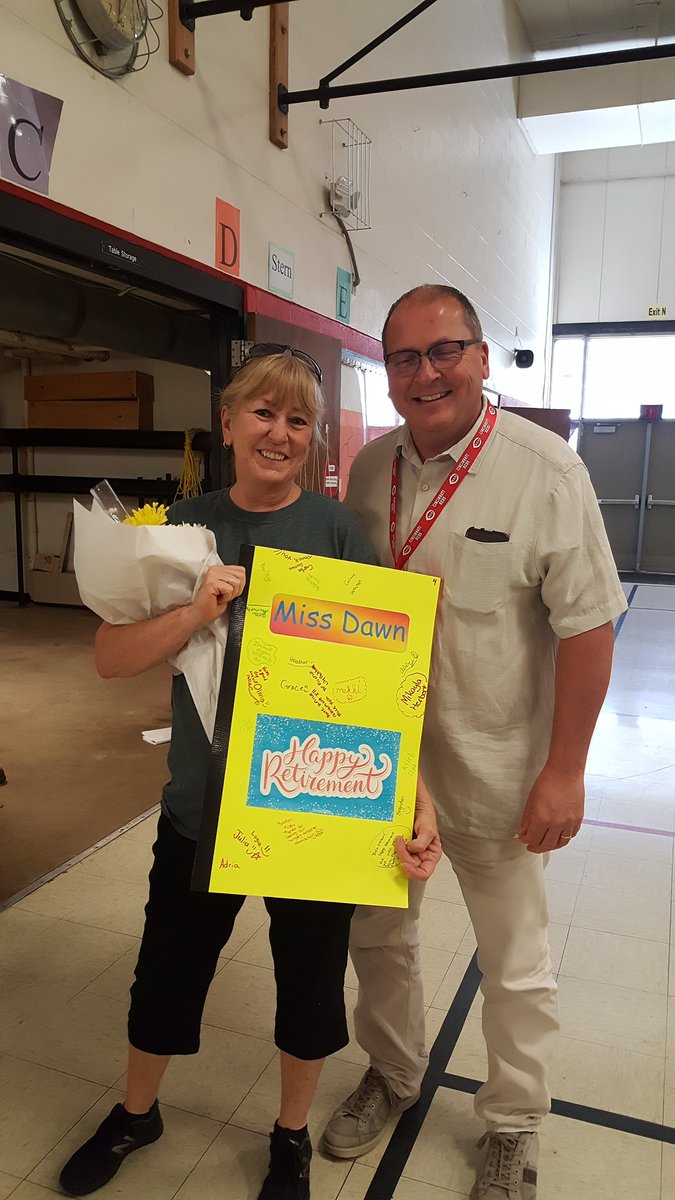 Saying good-bye to our wonderful cafeteria lady who has been at MES for 18 years. Miss Dawn, we will miss you! Enjoy your retirement!