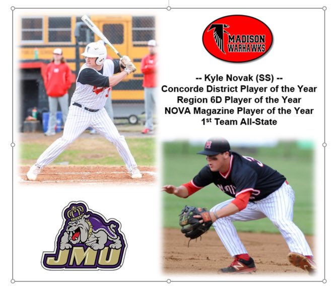 CoachRyanNovak's tweet photo. Congratulations to the Madison Warhawk's 3-hole Hitter and 4-year Starter, SS Kyle Novak for earning 1st Team All-State honors! https://t.co/ZfMy4kIczs  @kpnovak5 https://t.co/C5JrMsqPZc