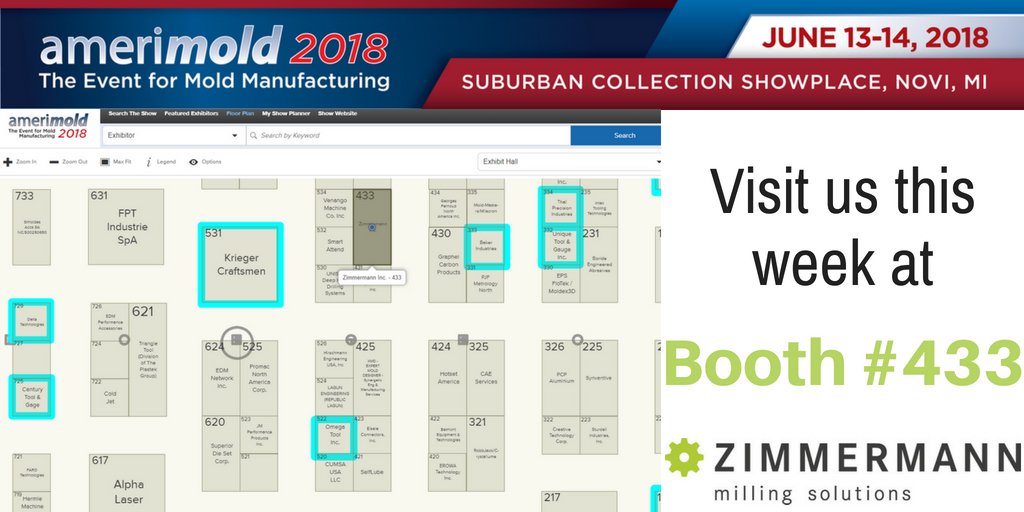 Zimmermann_Inc's tweet image. There&apos;s still time to see us at @amerimold! Talk with our #MoldMaking experts at Booth #433 during the last hour of the #tradeshow. @MMTMag @MMT_KarenC @MMT_CyndiK @MMT_ChristinaF #MoldMakingTechnology #Milling #MillingMachine #ZimmermannMilling #MillingHead #GermanMachine #mfg