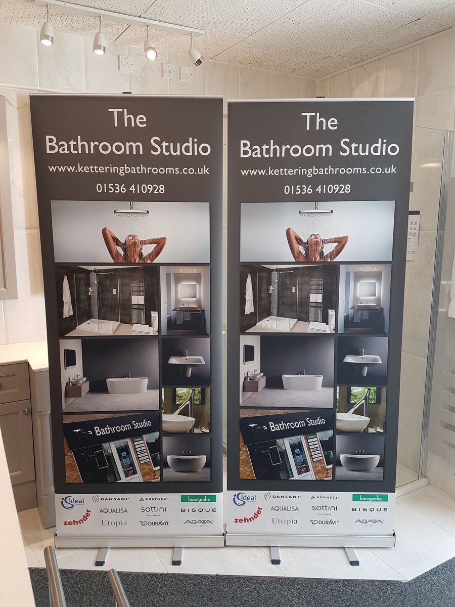 KettBathroooms's tweet photo. 😀Very happy with our new roller banners from @MarlerHaley Great quality and price and very helpful with the designs. Looking forward to showing them off! #ketteringbathrooms #celebrating30years https://t.co/Eo84PASree