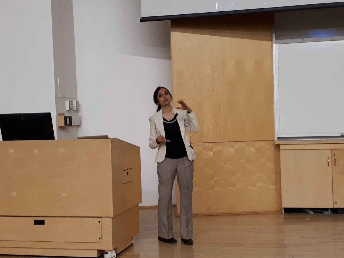CAPhys's tweet photo. TRIUMF Vogt Medal Recipient Rituparna Kanungo is now giving her talk “Reaction spectroscopy of rare isotopes unveil a new era in nuclear science.” #CAPCongress18 https://t.co/bkrj3m6qfp