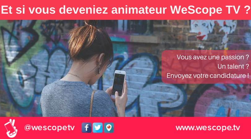 wescopetv's tweet photo. ๐ค Vous avez une #passion ร partager ร notre #communaute ? ๐ฌ Venez diffuser votre talent en rejoignant notre รฉquipe d'#animateurs ! ๐ https://t.co/f6HA7MxHkZ โจ #Wescope #GoLive #Periscope https://t.co/28DmPiekN3