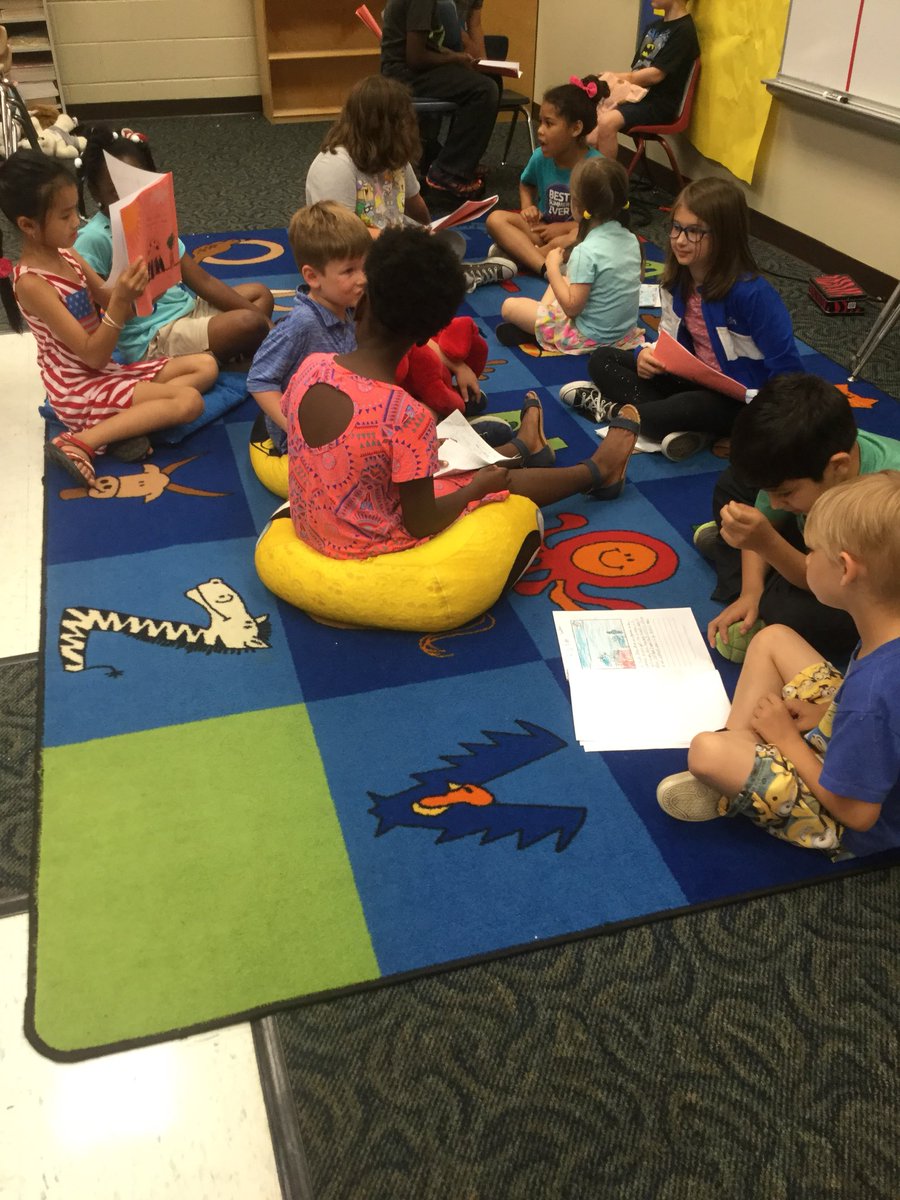 Reading our opinion pieces to convince kindergarteners our job is the best #americanreading #IWCSchools #CarrolltonES
