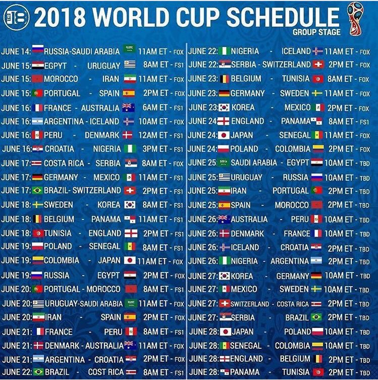 TODAY’S THE DAY. 

THE SUN IS SHINING, MY HEART IS OVERFLOWING

WORLD CUP 2018 STARTS IN ONE. HOUR.