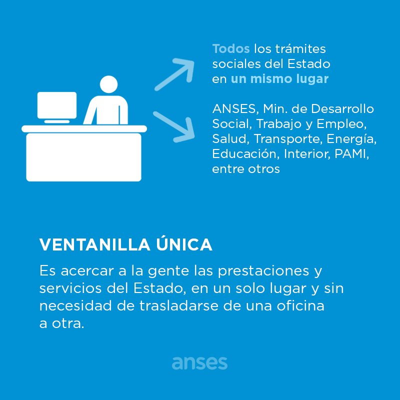 argentagob's tweet photo. VENTANILLA ÚNICA SOCIAL 🇦🇷
✅ ANSES crea la "Ventanilla Única Social" del Estado Nacional, para que puedas realizar los trámites en un mismo lugar, más rápido y cerca de tu casa 🏡
LEÉ LA NOTA COMPLETA AQUÍ➡️ https://t.co/lvfiroYgD6 https://t.co/MccjadBBFL