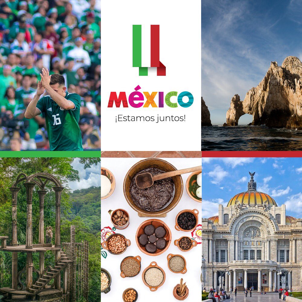 VisitMex's tweet photo. Somos un país orgulloso, que te sorprenderá con nuevas experiencias: un sabor distinto, una aventura única o un rincón que ha aguardado por siglos para cautivarte...

¡Somos México y estamos listos para la Copa Mundial FIFA 2018!

#ViajemosPorMéxico
#WorldCupRussia2018 https://t.co/rvC14BgCaC