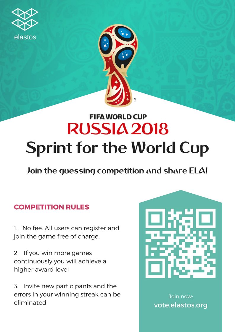 ElastosInfo's tweet photo. Elastos World Cup Competition! Free to register - take the opportunity to win ELA by registering your votes on the Elastos blockchain and inviting friends to play! #Elastos $ELA #WorldCup2018

https://t.co/0O4f5WQ3UF https://t.co/QrJuiBUVRD