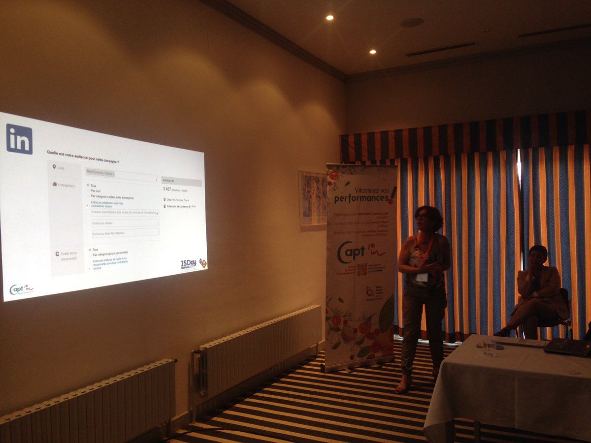 InforsudTech's tweet photo. "Les réseaux sociaux professionnels et leurs usages", c'est parti pour 45mn avec @CaptinFr !#ISDay2018 https://t.co/pBScCBbfGe