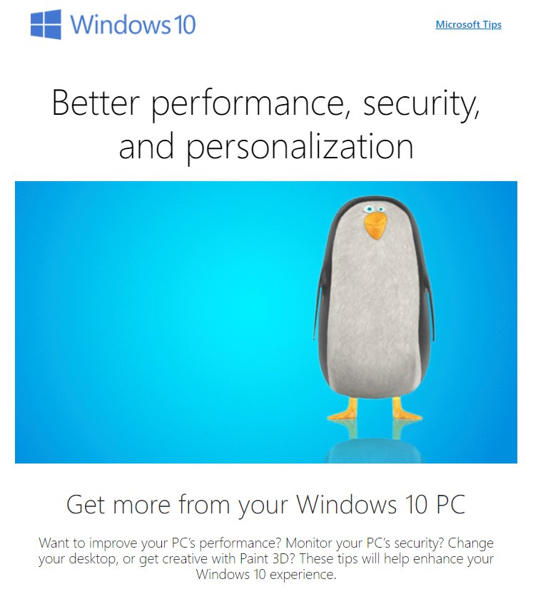 transhuman's tweet photo. hey @Microsoft why the Penguin? Are you implying to get better performance just install Linux? https://t.co/lsEoVcRBjR